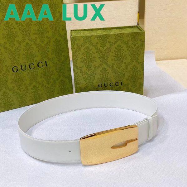 Replica Gucci Unisex GG Wide Belt Retro G Buckle White Patent Leather 4.8 CM Width 4