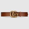 Replica Gucci Unisex Gucci Belt with Textured Double G Buckle in Black Leather 7