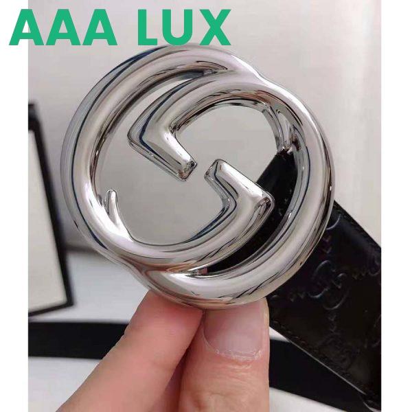 Replica Gucci Unisex Gucci Signature Leather Belt with Interlocking G Buckle-Black 9