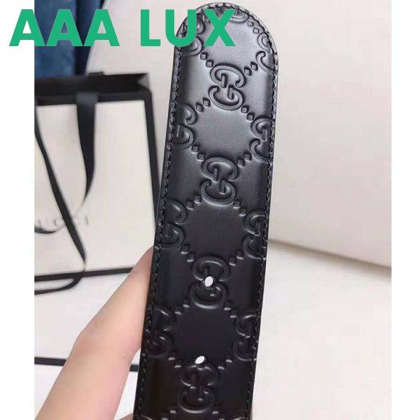 Replica Gucci Unisex Gucci Signature Leather Belt with Interlocking G Buckle-Black 12