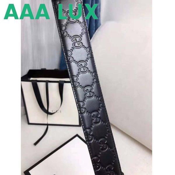 Replica Gucci Unisex Gucci Signature Leather Belt with Interlocking G Buckle-Black 13