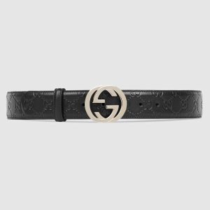 Replica Gucci Unisex Gucci Signature Leather Belt-Black 2