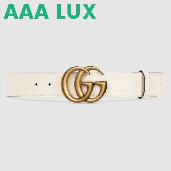 Replica Gucci Unisex Leather Belt with Double G Buckle 3