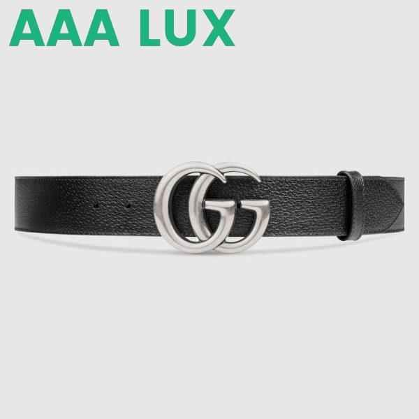 Replica Gucci Unisex Leather Belt with Double G Buckle 4 cm Width-Black