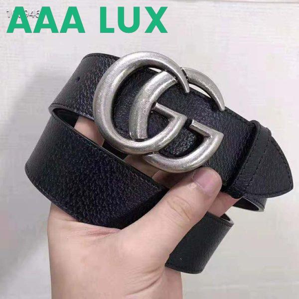 Replica Gucci Unisex Leather Belt with Double G Buckle 4 cm Width-Black 3