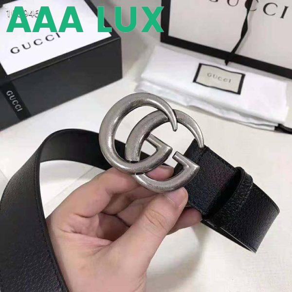 Replica Gucci Unisex Leather Belt with Double G Buckle 4 cm Width-Black 5
