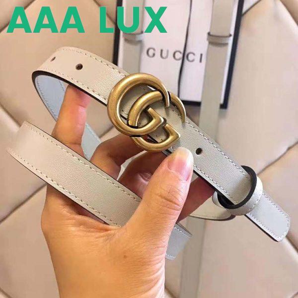 Replica Gucci Unisex Leather Belt with Double G Buckle in 2cm Width-White 6