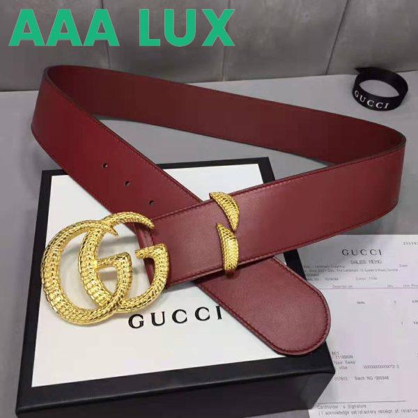 Replica Gucci Unisex Leather Belt with Double G Buckle in Burgundy Leather 6