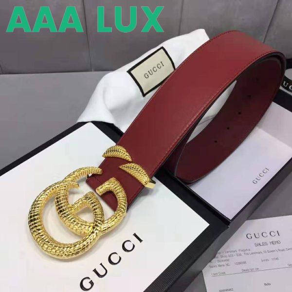 Replica Gucci Unisex Leather Belt with Double G Buckle in Burgundy Leather 7