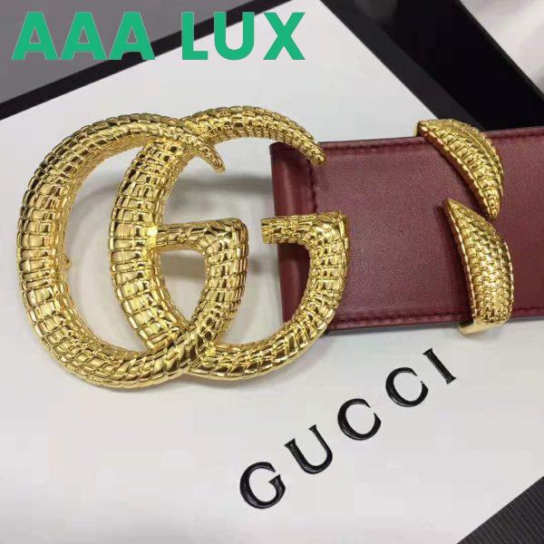 Replica Gucci Unisex Leather Belt with Double G Buckle in Burgundy Leather 9