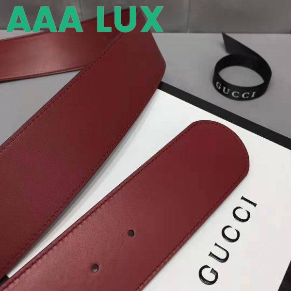 Replica Gucci Unisex Leather Belt with Double G Buckle in Burgundy Leather 11