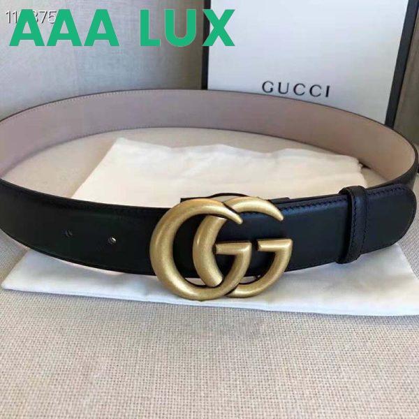 Replica Gucci GG Unisex GG Marmont Leather Belt with Shiny Buckle Black 4 cm Width 3