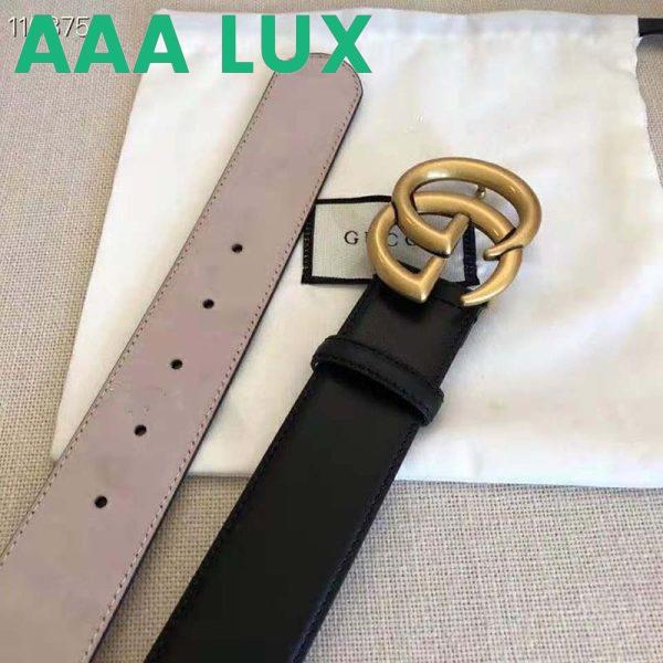 Replica Gucci GG Unisex GG Marmont Leather Belt with Shiny Buckle Black 4 cm Width 5