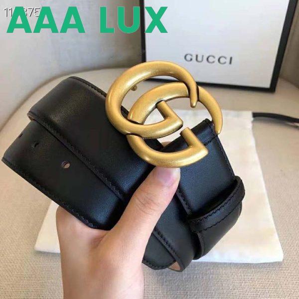 Replica Gucci GG Unisex GG Marmont Leather Belt with Shiny Buckle Black 4 cm Width 8
