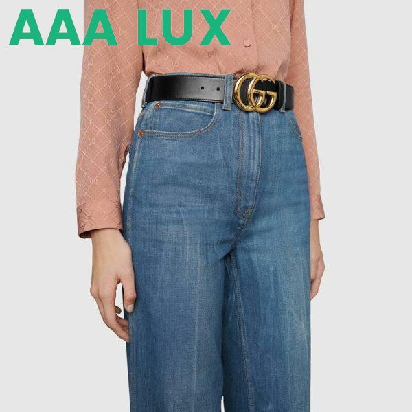 Replica Gucci GG Unisex GG Marmont Leather Belt with Shiny Buckle Black 4 cm Width 9