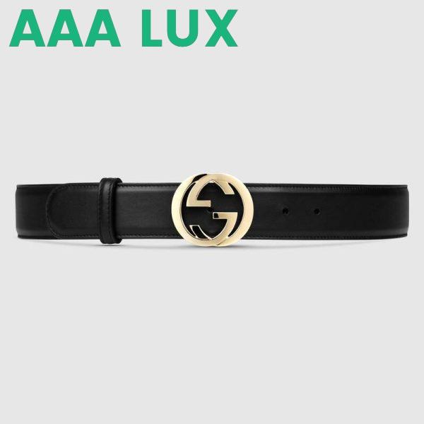 Replica Gucci GG Unisex Leather Belt with Interlocking G Buckle 4 cm Width 2