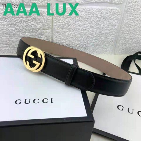 Replica Gucci GG Unisex Leather Belt with Interlocking G Buckle 4 cm Width 4