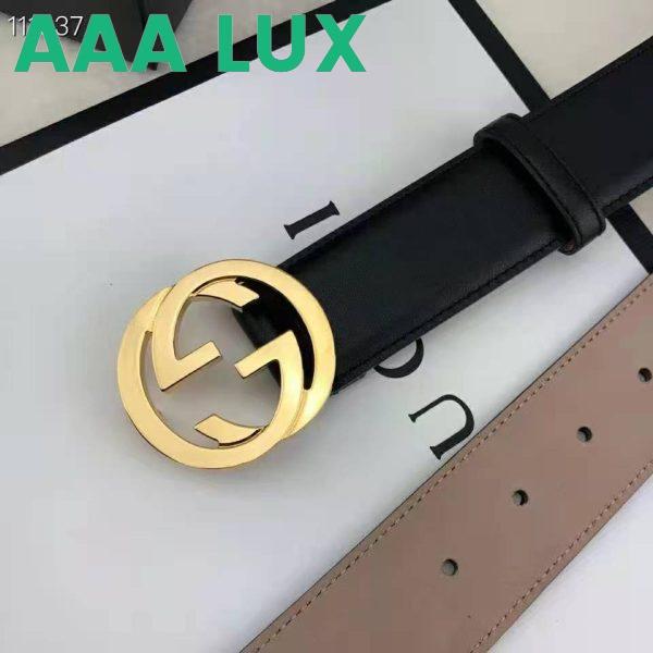 Replica Gucci GG Unisex Leather Belt with Interlocking G Buckle 4 cm Width 6