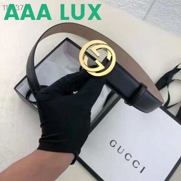 Replica Gucci GG Unisex Leather Belt with Interlocking G Buckle 4 cm Width 8