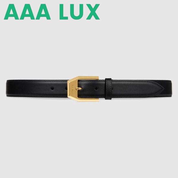 Replica Gucci GG Unisex Leather Belt with Squared Buckle 3 cm Width