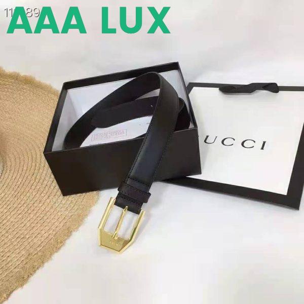 Replica Gucci GG Unisex Leather Belt with Squared Buckle 3 cm Width 7