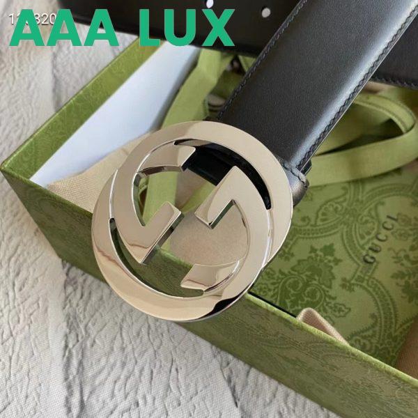 Replica Gucci Unisex GG Leather Belt with Interlocking G Black 3.8 cm Width 6