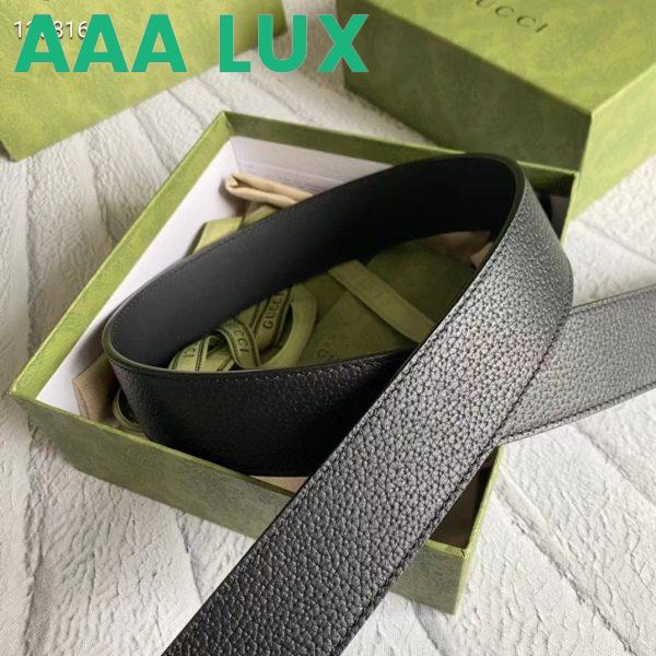 Replica Gucci Unisex GG Leather Belt with Interlocking G Black Buckle 3.8 cm Width 8
