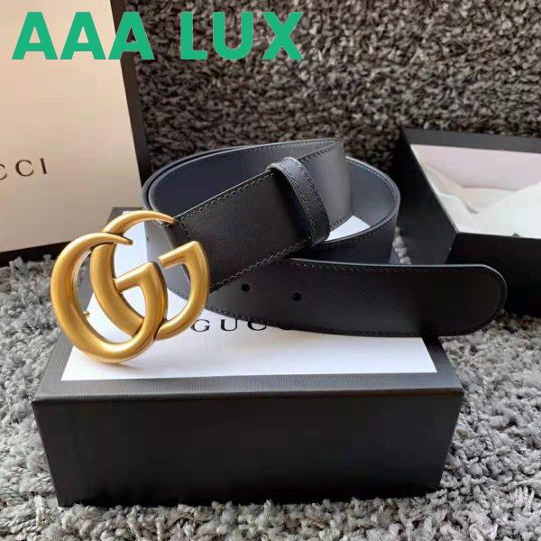 Replica Gucci Unisex GG Marmont Leather Belt with Shiny Buckle in 3.8cm Width-Black 4