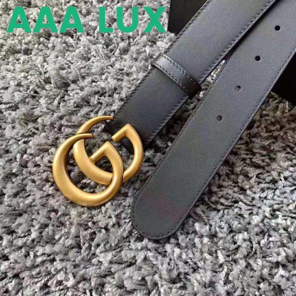 Replica Gucci Unisex GG Marmont Leather Belt with Shiny Buckle in 3.8cm Width-Black 7