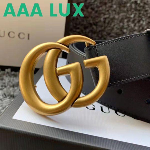 Replica Gucci Unisex GG Marmont Leather Belt with Shiny Buckle in 3.8cm Width-Black 8