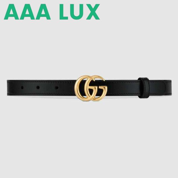 Replica Gucci Unisex GG Marmont Leather Belt with Shiny Buckle-Black