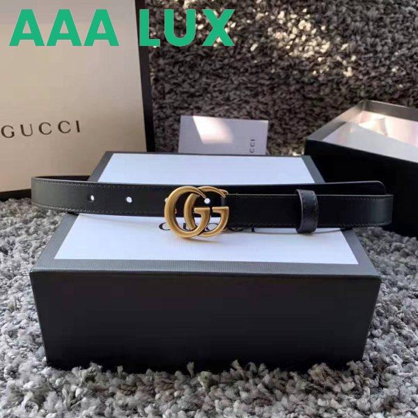 Replica Gucci Unisex GG Marmont Leather Belt with Shiny Buckle-Black 3