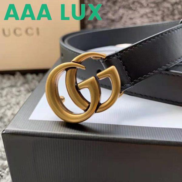 Replica Gucci Unisex GG Marmont Leather Belt with Shiny Buckle-Black 6