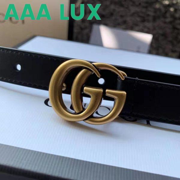 Replica Gucci Unisex GG Marmont Leather Belt with Shiny Buckle-Black 7