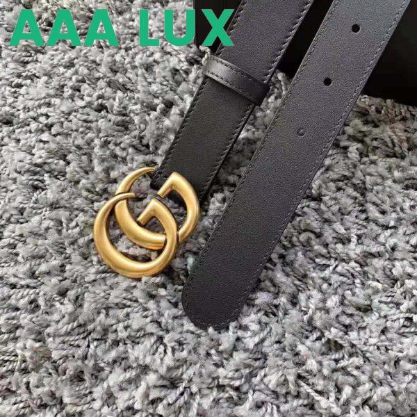 Replica Gucci Unisex GG Marmont Leather Belt with Shiny Buckle-Black 8