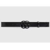 Replica Gucci Unisex GG Marmont Thin Belt Black Leather Double G Buckle 2 cm Width 10