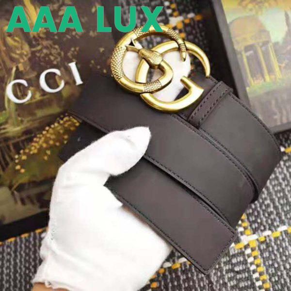 Replica Gucci Unisex Leather Belt with Double G Buckle with Snake in Black Leather 9