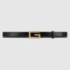 Replica Gucci Unisex Leather Belt with G Buckle-Black 10
