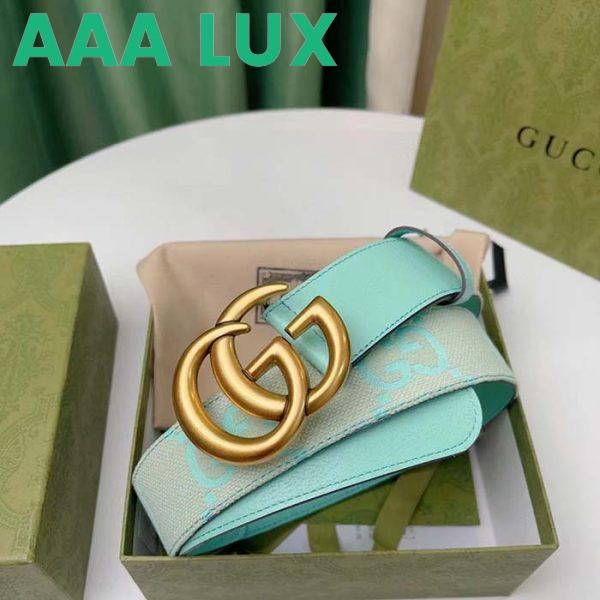 Replica Gucci Unisex Marmont Jumbo GG Belt Beige Mint Canvas Double G 6