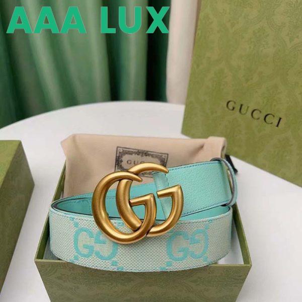Replica Gucci Unisex Marmont Jumbo GG Belt Beige Mint Canvas Double G 9