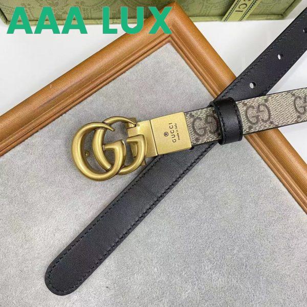 Replica Gucci Unisex Marmont Reversible Thin Belt Black Beige Ebony GG Supreme Canvas 4