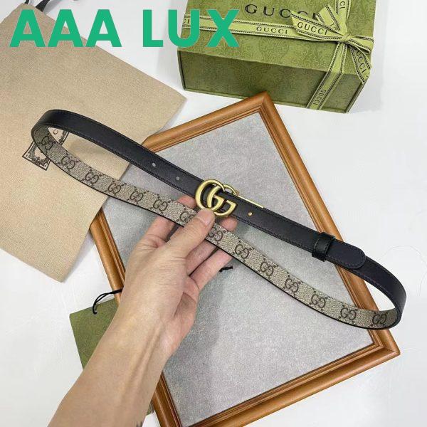Replica Gucci Unisex Marmont Reversible Thin Belt Black Beige Ebony GG Supreme Canvas 8