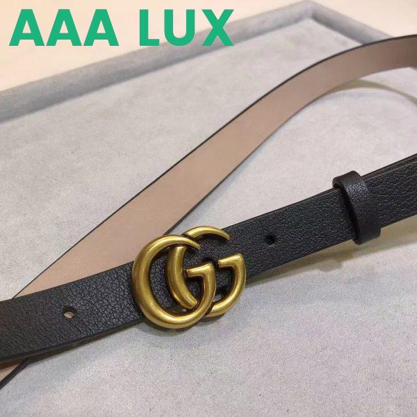 Replica Gucci Unisex Marmont Reversible Thin Belt Black Leather Double G Buckle 3