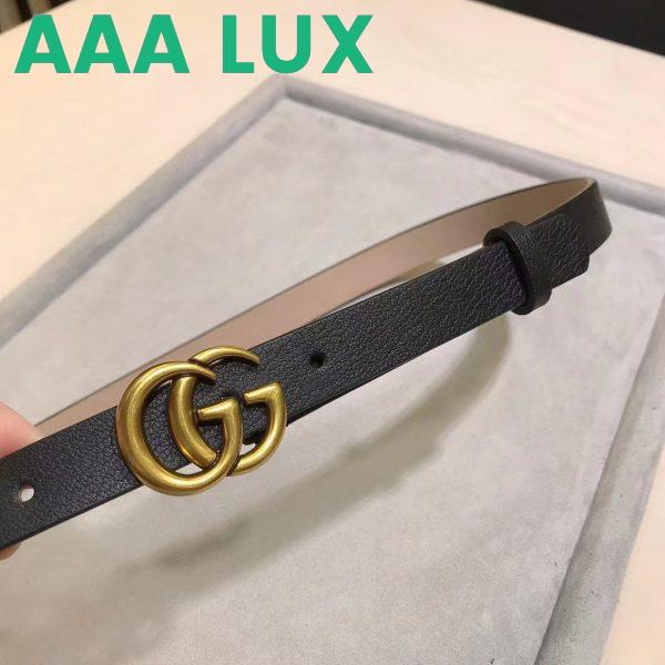 Replica Gucci Unisex Marmont Reversible Thin Belt Black Leather Double G Buckle 5