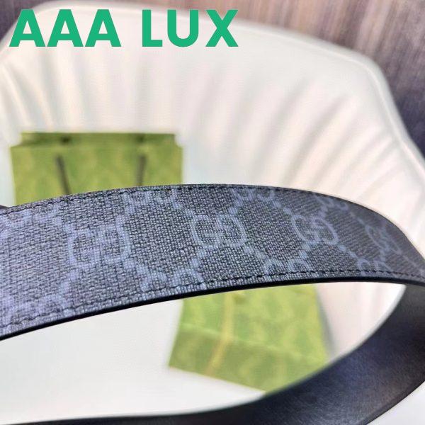 Replica Gucci Unisex Reversible Belt Square G Buckle Black GG Supreme Canvas Reverses Leather 9
