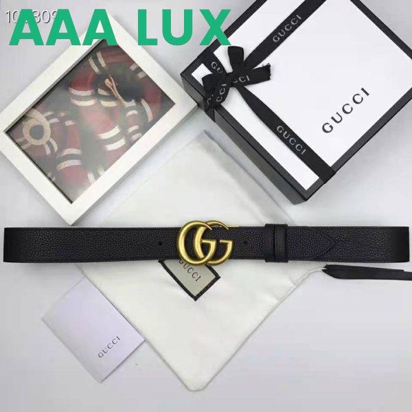 Replica Gucci Unisex Reversible Leather Belt with Double G Buckle 4 cm Width-Black 3