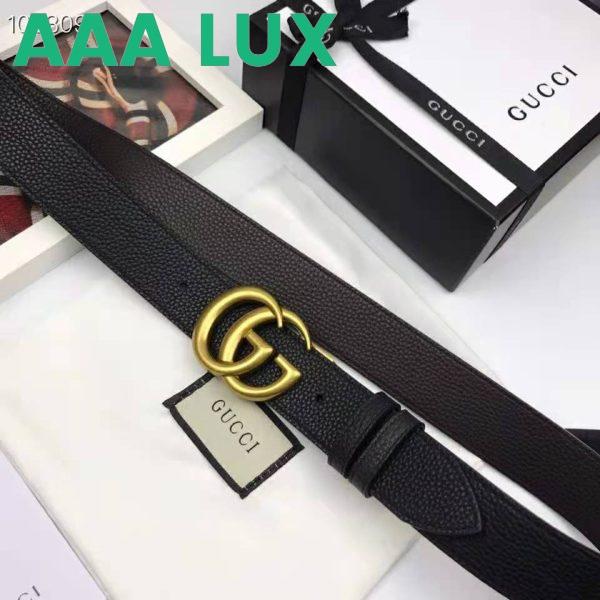 Replica Gucci Unisex Reversible Leather Belt with Double G Buckle 4 cm Width-Black 4