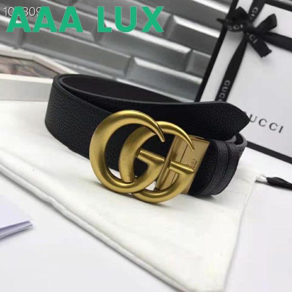 Replica Gucci Unisex Reversible Leather Belt with Double G Buckle 4 cm Width-Black 5