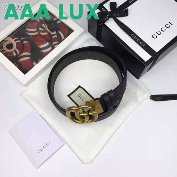 Replica Gucci Unisex Reversible Leather Belt with Double G Buckle 4 cm Width-Black 6