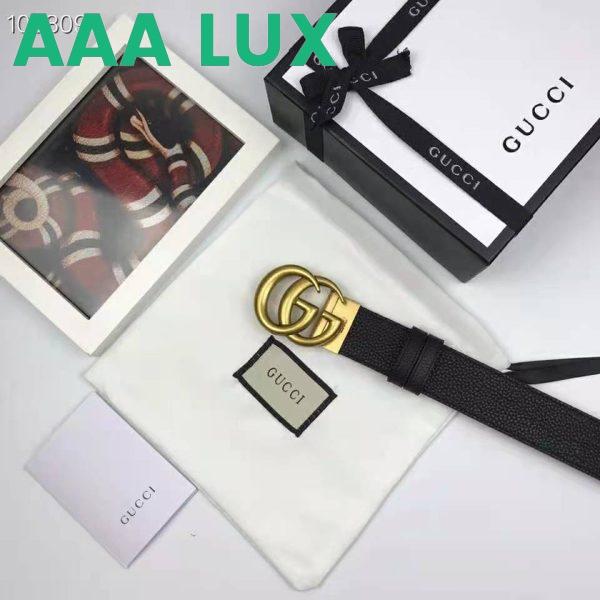Replica Gucci Unisex Reversible Leather Belt with Double G Buckle 4 cm Width-Black 7